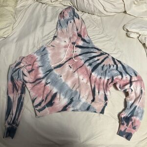Stylish Tie-Dye Hoodie - Pink and Gray